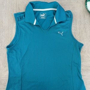 Puma sleeveless teal golf shirt medium